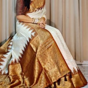 Latest Luxurious Feel Brown Silk Saree