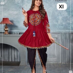 Latest Maroon Rayon Embroidered Kedia and Tulip Pants