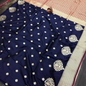 Latest Navy Blue Paakhi Soft Banarasi Silk Saree