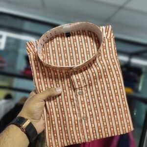 Latest Orange Color Cotton Kurta and Pyjama