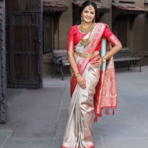 Latest Peach Color Pure Soft Silk Saree