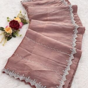 Latest Peach Zimmy Choo Handwork Saree