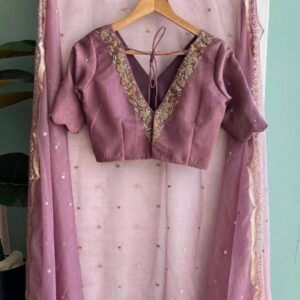 Latest Pink Organza Silk Saree With Embroidery Work