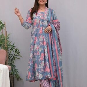 Latest Pink Pure Cotton Kurti Pant Set