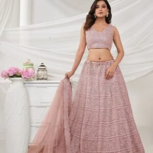 Latest Pink Soft Net Embroidery Work Lehenga Choli