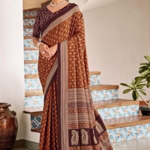 Latest Pure Cotton Coffee Saree and Blouse