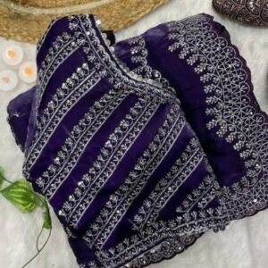 Latest Purple Color Jimmy Chhoo Satin Saree
