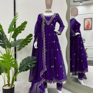 Latest Purple Georgette Suit Set For Women
