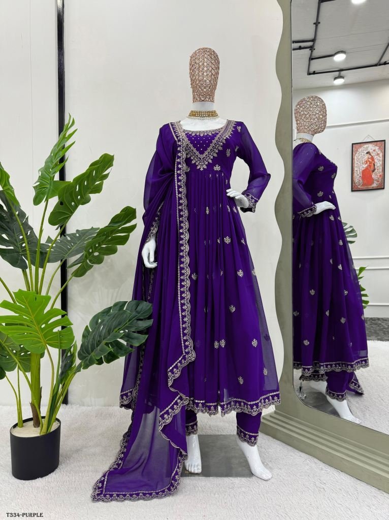 latest purple georgette suit s 1724138281 Latest Purple Georgette Suit Set For Women