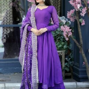 Latest Tebi Silk Purple Kurta and Pant with Dupatta
