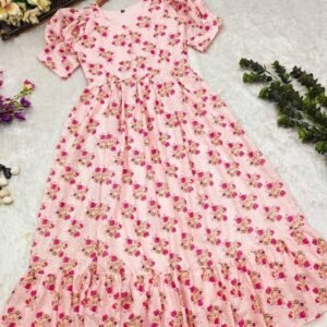Latest Women Pink Hakoba Fancy Feeding Dress