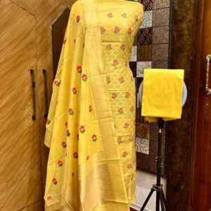 Latest Yellow Chanderi Salwar Suit Material