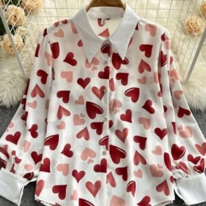 Latset Digital Print Rayon Red Color Ladies Top
