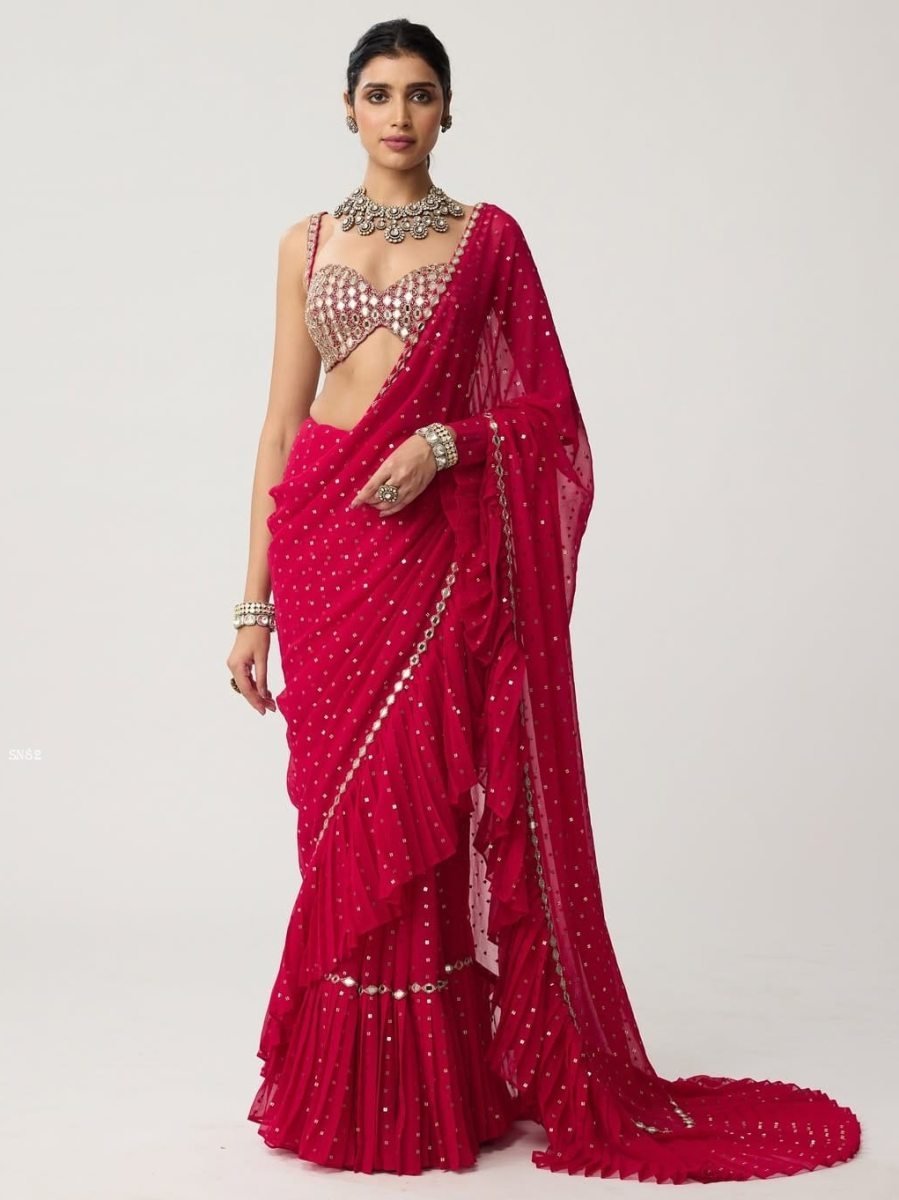 launching bollywood style plea 1776751895 Launching Bollywood Style Pleated Ready To Wear Saree