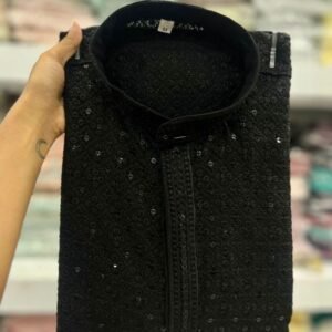 Launching Chikan Work Rayon Black Kurta Pyjama