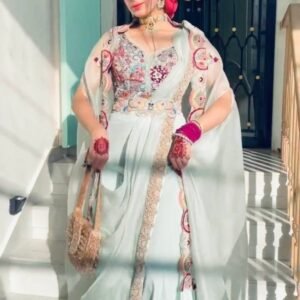 Launching Georgette Silk Sky Organza Koti Set