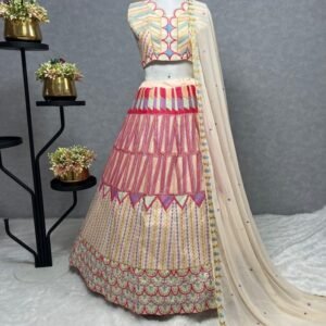 Launching Heavy Thread Work Lahengha Choli With Dupatta