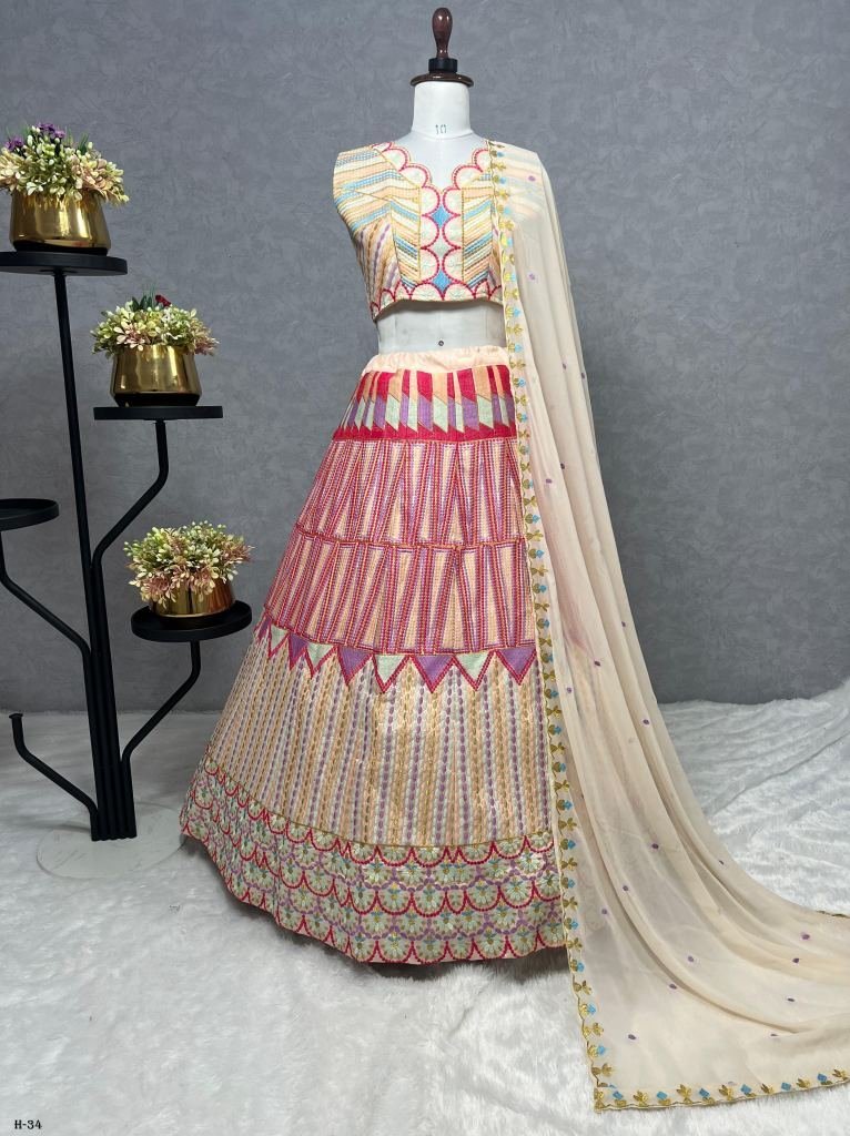 launching heavy thread work la 1723035781 Launching Heavy Thread Work Lahengha Choli With Dupatta