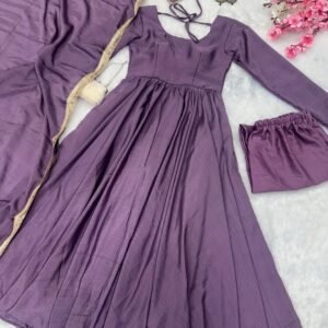 Launching Lavender Anarkali With Pant Dupatta