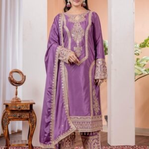 Launching New Onion Pink Chinon Silk Top Plazzo Set
