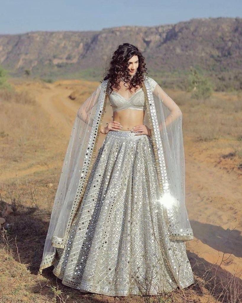 launching new silver colour mo 1728729401 Launching New Silver Colour Mono Satin Silk Lehenga with Foil Mirror