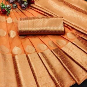 Launching Orange Color Soft Organza Silk Saree