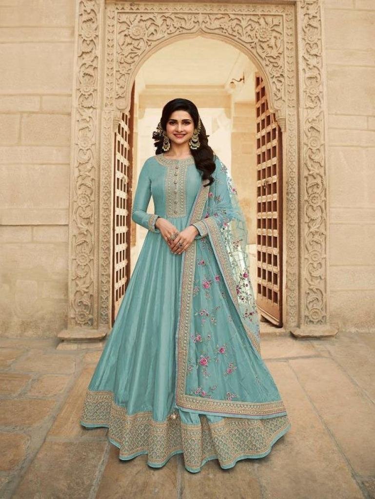 launching silk sky blue gowns 1727687995 Launching Silk Sky Blue Gowns With Net Dupatta