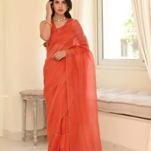 Launching Soft organza saree with handwork