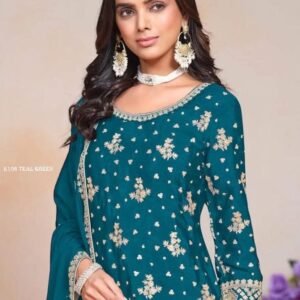 Launching Teal Green Sharara Set With Full Flair