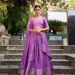 Lavender Designer Lehenga Choli Set Wedding Festive Wear