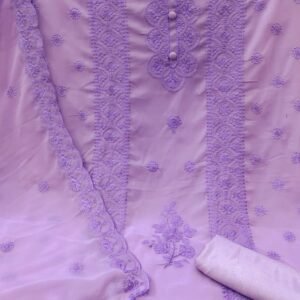 Lavender Embroidered Unstitched Salwar Suit Set