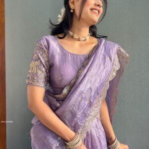 Lavender Heavy Gold Crush Lehenga With Embroidery Work