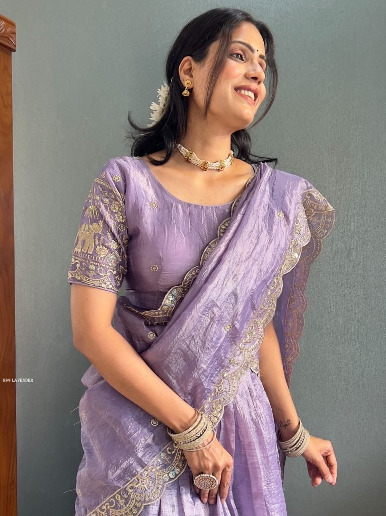 lavender heavy gold crush lehe 1735815230 Lavender Heavy Gold Crush Lehenga With Embroidery Work