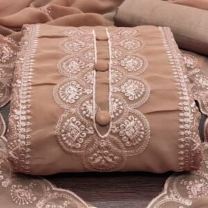 Light Brown Embroidered Unstitched Salwar Suit Set