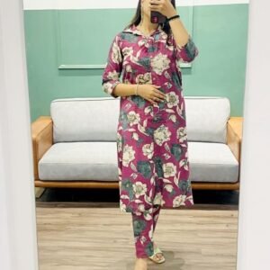 Light Maroon Lilan Cotton Co ord Set