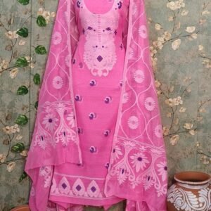 Light Pink Designer Dhakai Jamdani Dress Material