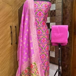 Light Pink Fancy Chanderi Salwar Suit Material