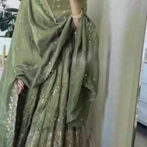 Light Pista Gorgeous Festival Wear Georgette Anarkali Gown