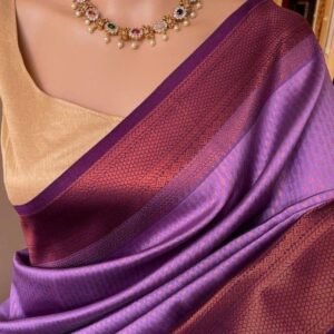 Light Purple Beautiful Festival Wear Soft Lichi Silk Saree