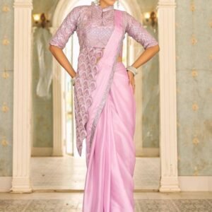Light Purple Chinon Fabric Reday To Wear Saree