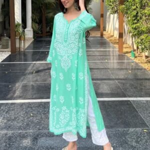 Light Rama Embroidered Cotton Thread Rayon Palazo Kurtis