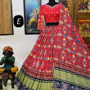 Light Red Designer Printed Muslin Cotton Lehenga Choli