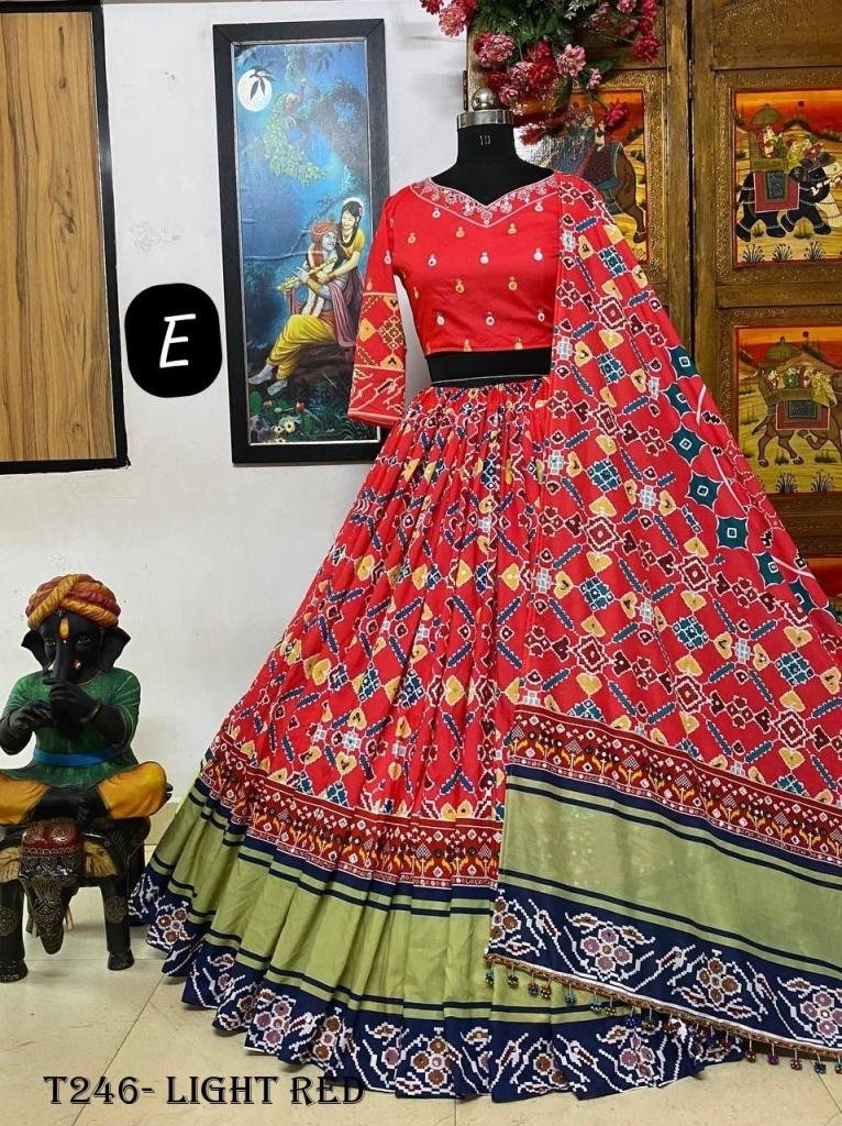 light red designer printed mus 1721365959 Light Red Designer Printed Muslin Cotton Lehenga Choli