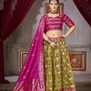 Ligth Green Jaquard Silk Lehenga Choli