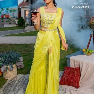 Lime Color Indo Western Dresses By Anju Fashion