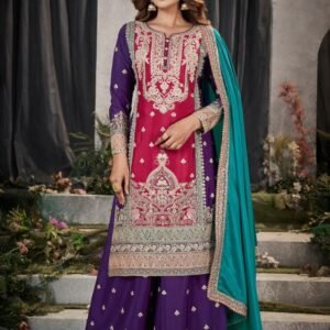 Lohri By Gulzar Designer Wedding Wear Heavy Work Chinon Pakistani Plazzo Set