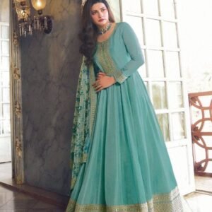Long Dola Silk Anarkali Rama Salwar Suit
