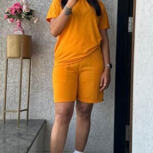 Loose Fit Women Wear Light Orange Short Co Ord Set