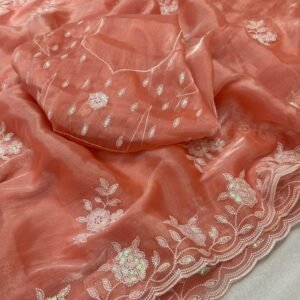 Lotus 4 Jimmy Choo Dual Color Sequence And Thread Work Saree