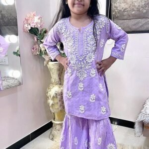 Lovender Designer Full Stitched Kids Girls Sharara Suits